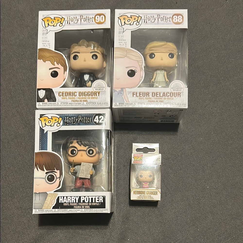 Funko Pop! Harry Potter Figures Bundle - Harry, Cedric, Fleur, and Hermione